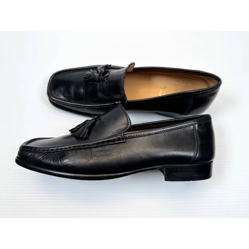 Bruno Magli Tomas Tassel Loafer Mens 8.5 EUC Black Leather Slip-On Italy Comfort